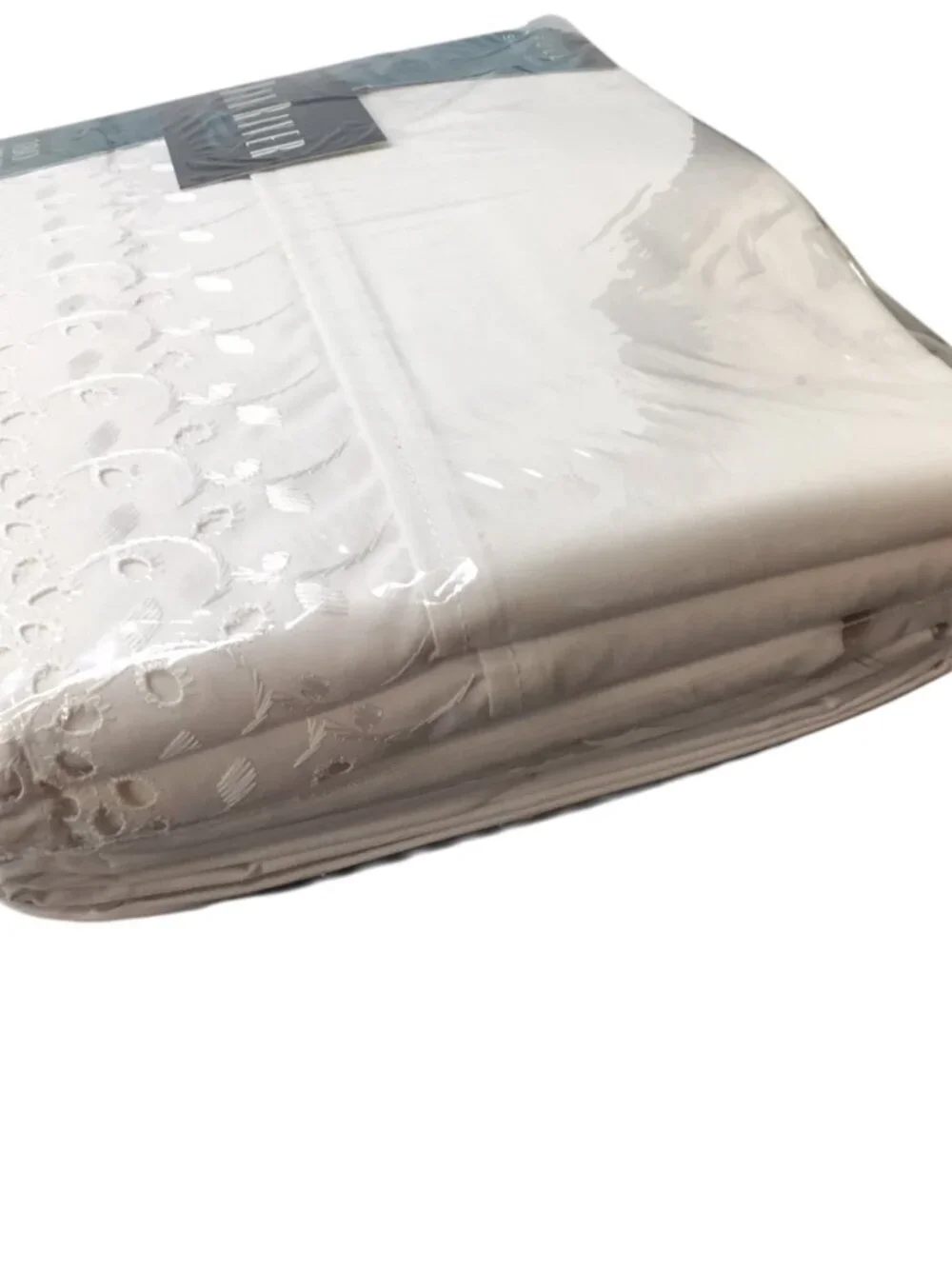 Dan River NOS No Iron Percale Sheet Set White Eyelet Full Double 180 Thread Ct